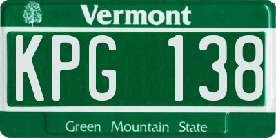 VT license plate KPG138