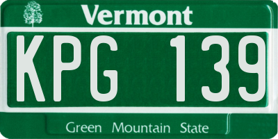VT license plate KPG139