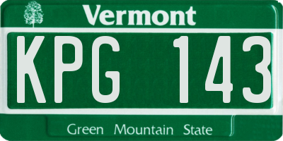 VT license plate KPG143