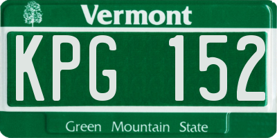 VT license plate KPG152