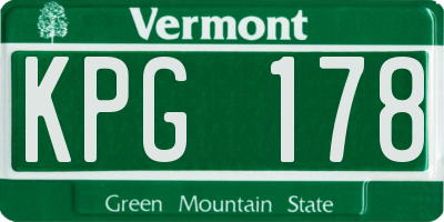 VT license plate KPG178