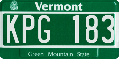 VT license plate KPG183