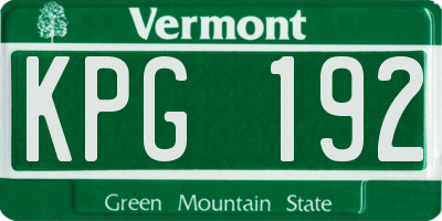 VT license plate KPG192