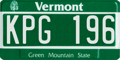 VT license plate KPG196