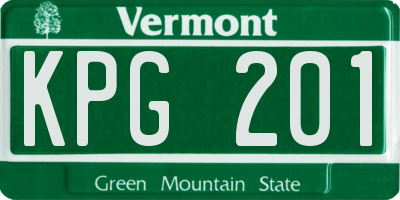 VT license plate KPG201
