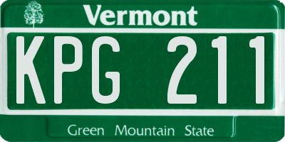 VT license plate KPG211