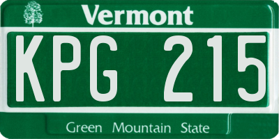 VT license plate KPG215