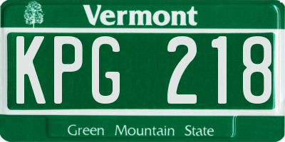 VT license plate KPG218