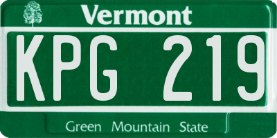 VT license plate KPG219