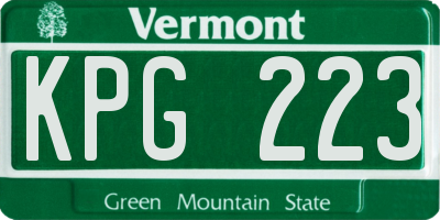 VT license plate KPG223