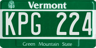 VT license plate KPG224