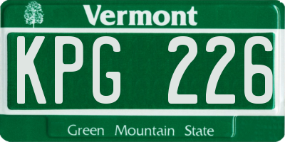 VT license plate KPG226