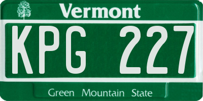 VT license plate KPG227