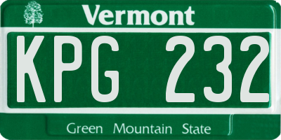 VT license plate KPG232
