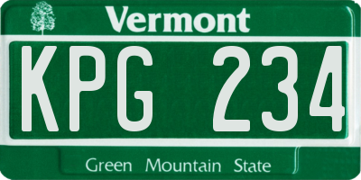 VT license plate KPG234