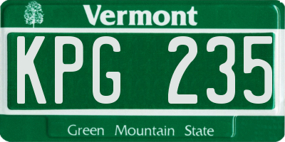 VT license plate KPG235