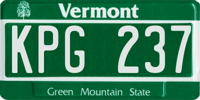 VT license plate KPG237