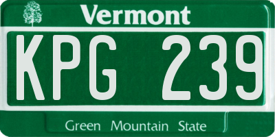 VT license plate KPG239