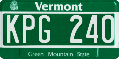 VT license plate KPG240
