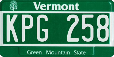 VT license plate KPG258