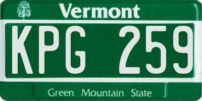 VT license plate KPG259