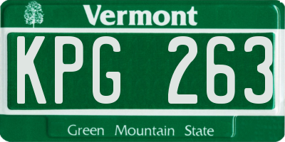 VT license plate KPG263