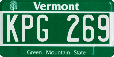 VT license plate KPG269