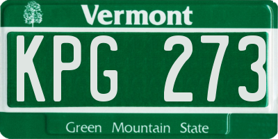 VT license plate KPG273