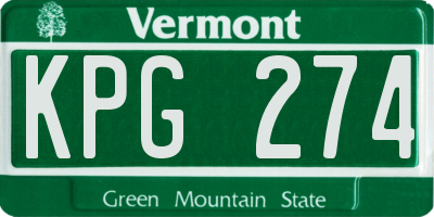 VT license plate KPG274
