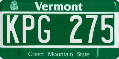 VT license plate KPG275
