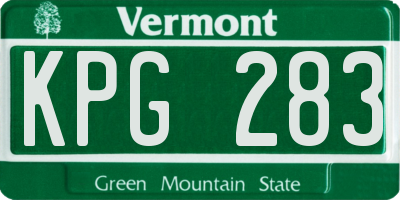 VT license plate KPG283
