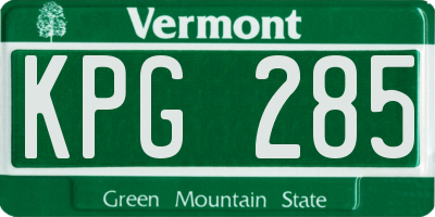 VT license plate KPG285