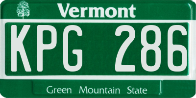 VT license plate KPG286