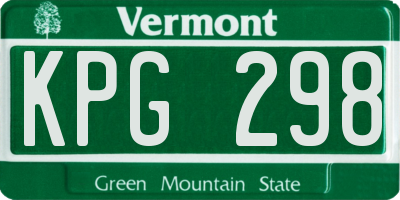 VT license plate KPG298