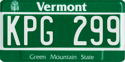 VT license plate KPG299