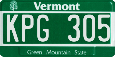 VT license plate KPG305