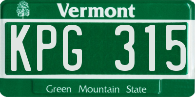 VT license plate KPG315