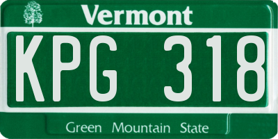 VT license plate KPG318