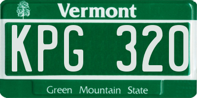 VT license plate KPG320