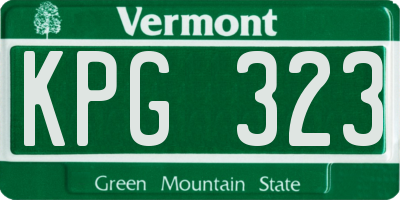 VT license plate KPG323