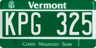 VT license plate KPG325