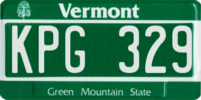 VT license plate KPG329