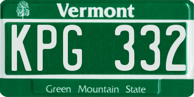 VT license plate KPG332