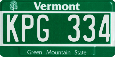 VT license plate KPG334