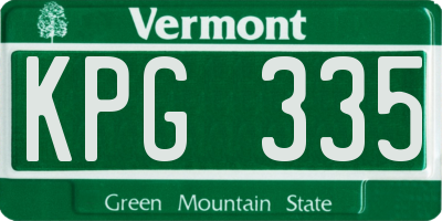 VT license plate KPG335