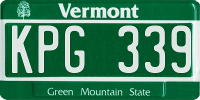 VT license plate KPG339