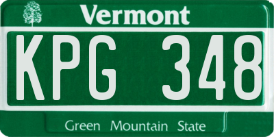 VT license plate KPG348