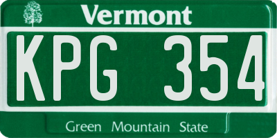 VT license plate KPG354