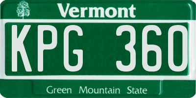 VT license plate KPG360