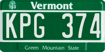 VT license plate KPG374